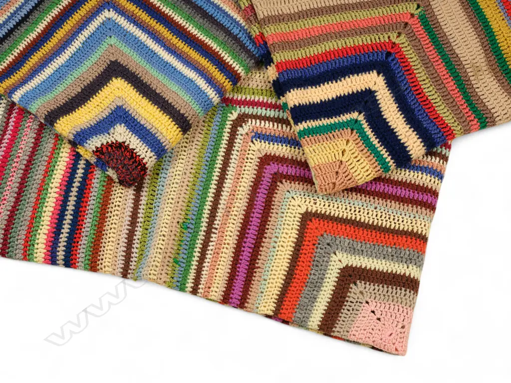 Three crocheted striped woollen blankets, Image 1++